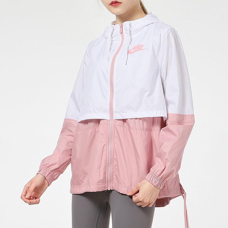 Nike Sportswear Color Block Woven Hooded Jacket Women Jackets White AJ2983-109