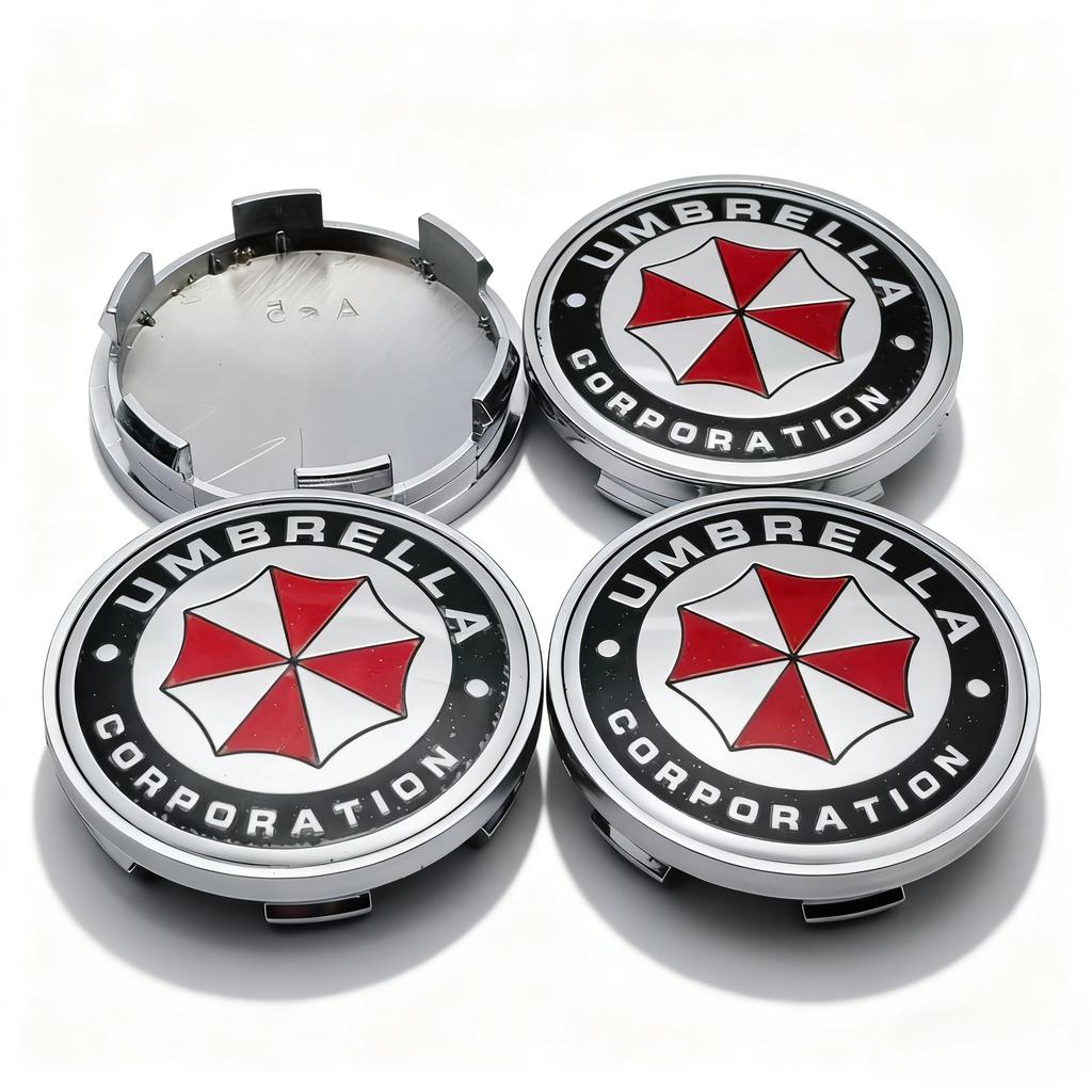 4pcs Umbrella Logo Emblem Badge Car Wheel Center Caps OD 65MM / ID 59MM Rim Hubcaps Cover Wheels Hub Cap Replace Car Accessories