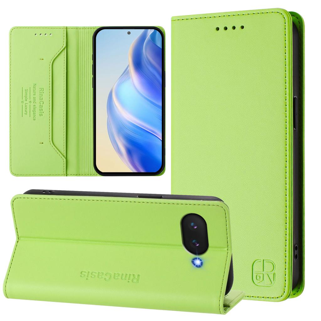 For Google Pixel 9a Leather Case RINACASIS RC01 Phone Cover with RFID Blocking Wallet Stand