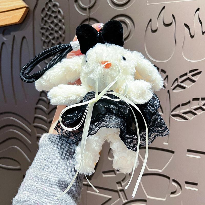 Creative Cartoon Plush Princess Dress Long-eared Rabbit  Female Cute Rabbit Girl Heart Bag Pendant