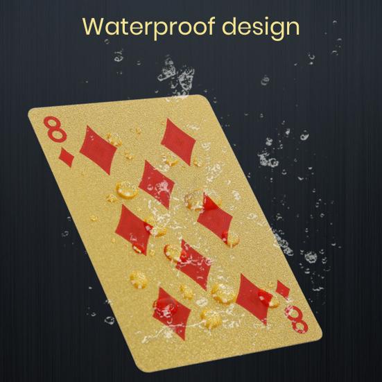 1 Deck Playing Cards Embossed Prints No Creases Portable Waterproof Plastic Cards Leisure Game Color Multiplayer Deck Game Golden