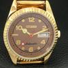 VINTAGE CITIZEN AUTOMATIC 8200 REFURBISHED JAPAN MENS BROWN DIAL WATCH a445336-1