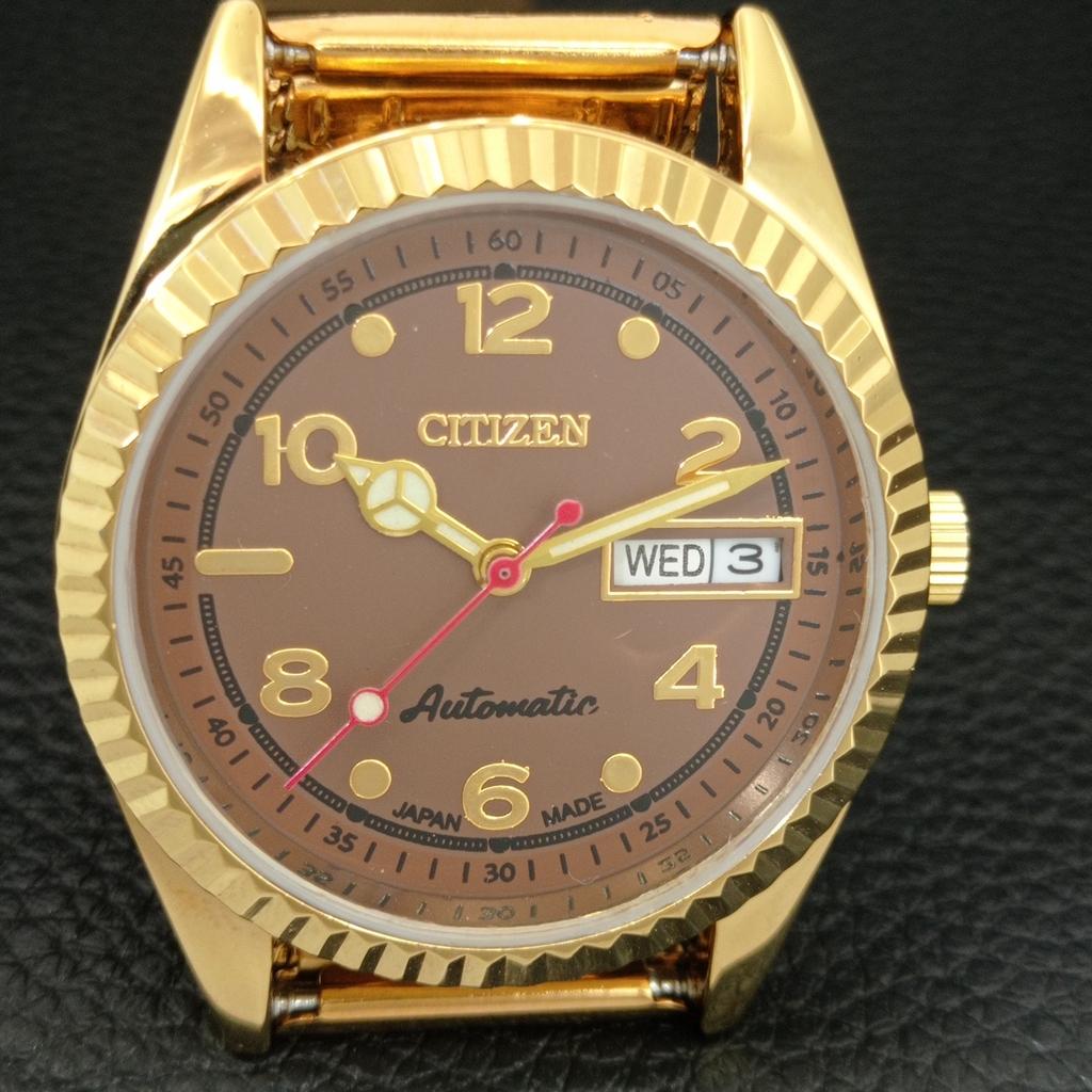 VINTAGE CITIZEN AUTOMATIC 8200 REFURBISHED JAPAN MENS BROWN DIAL WATCH a445336-1