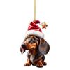 New Christmas Sausage Dog Car Pendant: Acrylic 2D Tree Ornament Gift