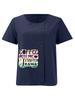 Damenmode Buchstabenmuster Druck Rundhals Kurzarm T-Shirt Lässig Baumwolle Leinen Grafikshirt Freizeit Locker Sommer Bluse Tops