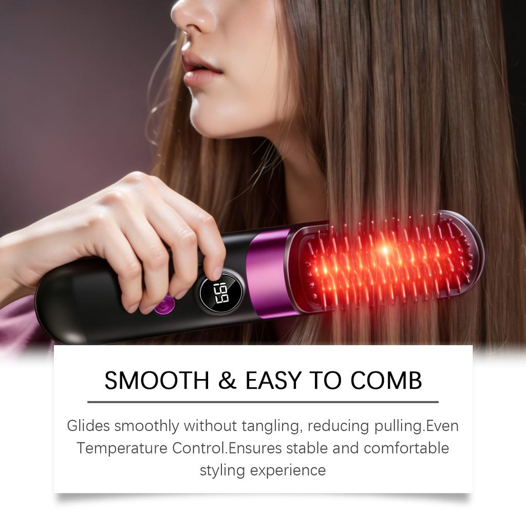 Hair Straightening Brush, Quick Styling Tool, Rechargeable Wireless Hair Straightening Device, Personal Care Comb