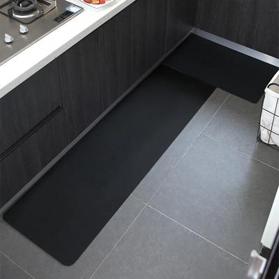 Tappeto da Cucina Antiscivolo Antimacchia Lavabile Tappeto in Pelle Pvc Impermeabile Tappeto Nero Tinta Unita Tappetini Decorativi per la Casa
