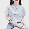 Dames T-shirt met bloemenprint, losse pasvorm, korte mouwen - Zomer 2025 Koreaanse stijl