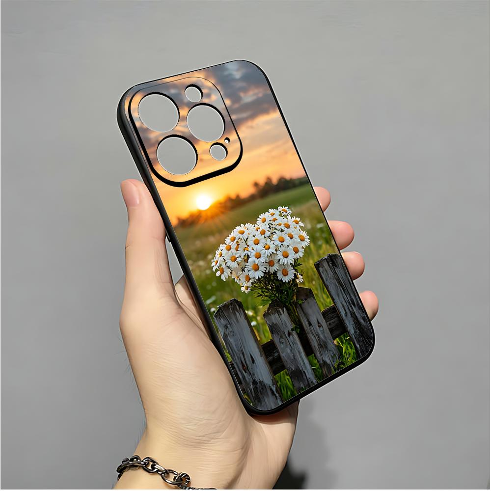 Daisy Phone Case For IPhone 16,15,14,13,12,11,XS,XR,X,8,7,Pro,Max,Plus,mini Silicone Black Cover