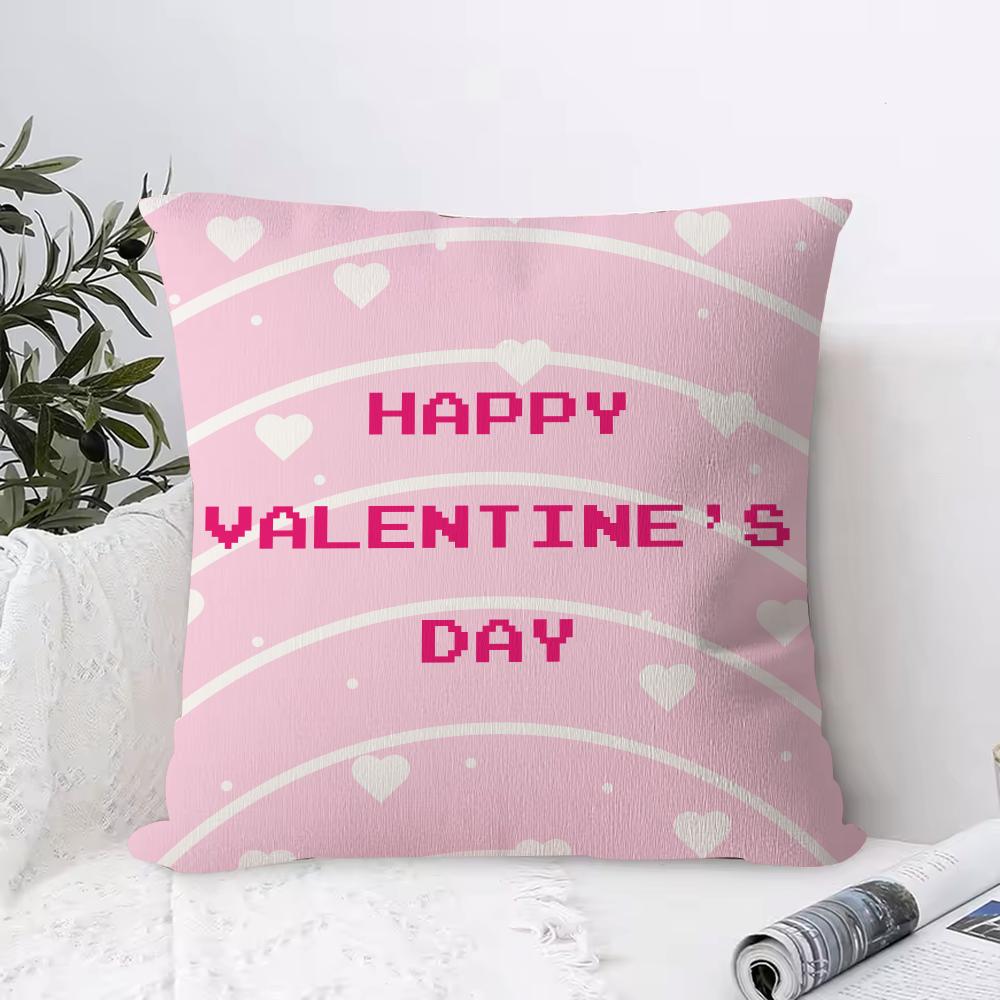 Valentine's Day Stickers X Cushion Cover Anti-dustmite Pillowcase Invisible Zipper Silky Short Plush Sofa Cushion Cover