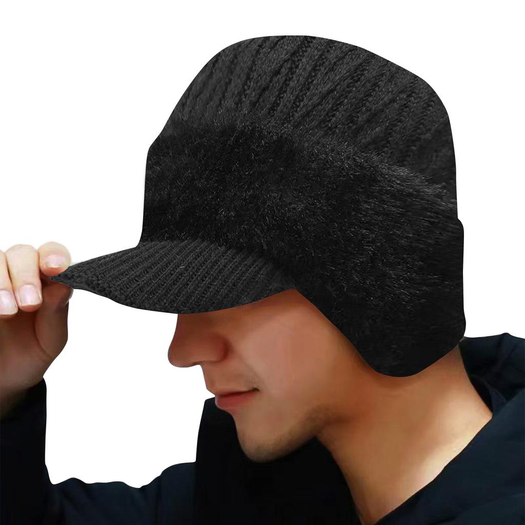 Herren Strickmütze für Outdoor-Radfahren, warm und winddicht mit Samt