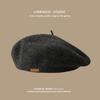 Temperament Solid Color Wool Beret Women'S Japanese Brown Autumn And Winter Bud Hat Versatile Literary And Retro Painter Hat Tide
