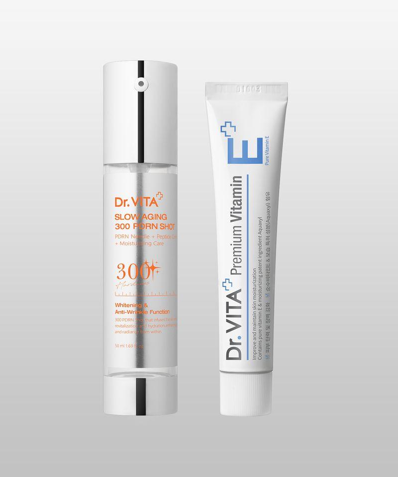 [3-Piece Trial Sample Gift] Slow Aging PDRN Shot 300 50ml + Premium E Cream 30ml 2-Piece Set
