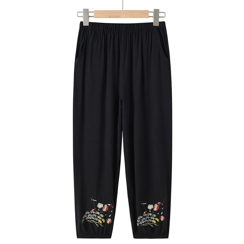 Middle-aged and Elderly Spring and Summer Clothing Casual Thin Short-sleeved + Seven Trousers Two Piece Suit