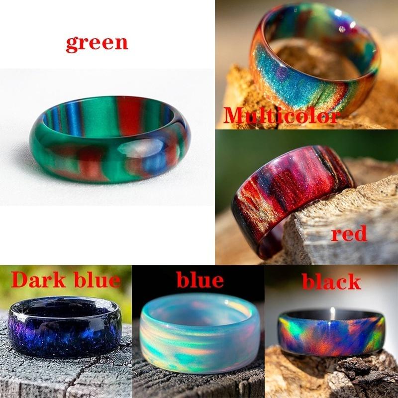 Natural Rainbow Opal Ring Fire Opal Ring Carbon Fiber Lining Iridescent Color Changing Opal Rings for Women Engagement Jewelry Anniversary