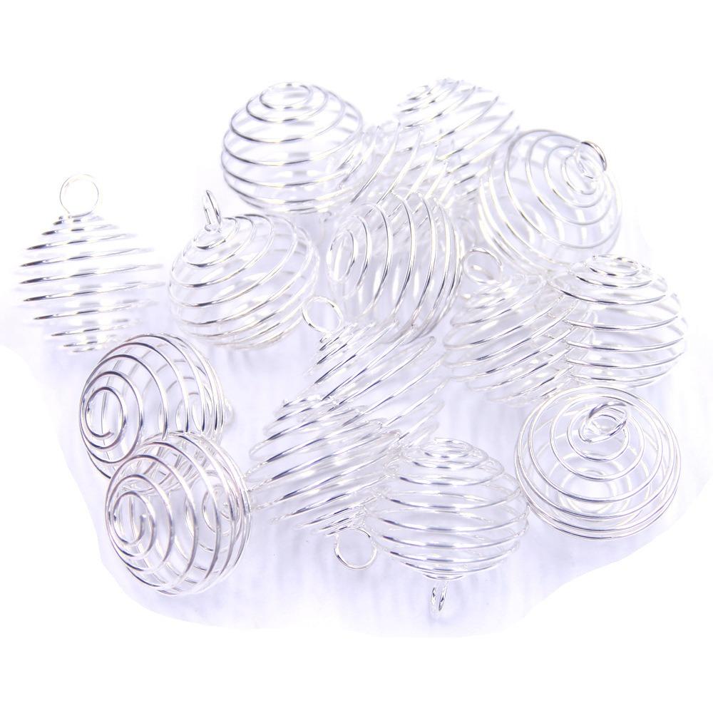 

10Pcs/lot Jewelry Making Metal Spiral Beads Gold Silver Hollow Bead Caps for Women Girls 14mm-silver(10pcs)