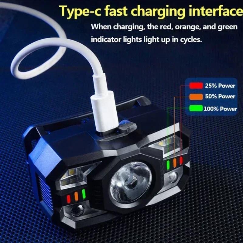LED Induction Headlamp Motion Sensor Flashlight USB Charging Headlight 5 Gears 1200mAh for Outdoor Camping Running Night Fishing