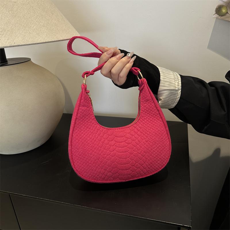Women'S Bags, Armpit Bags, Shoulder Bags, Fashion Portable Crescent Bags, Niche Versatile Felt Bags