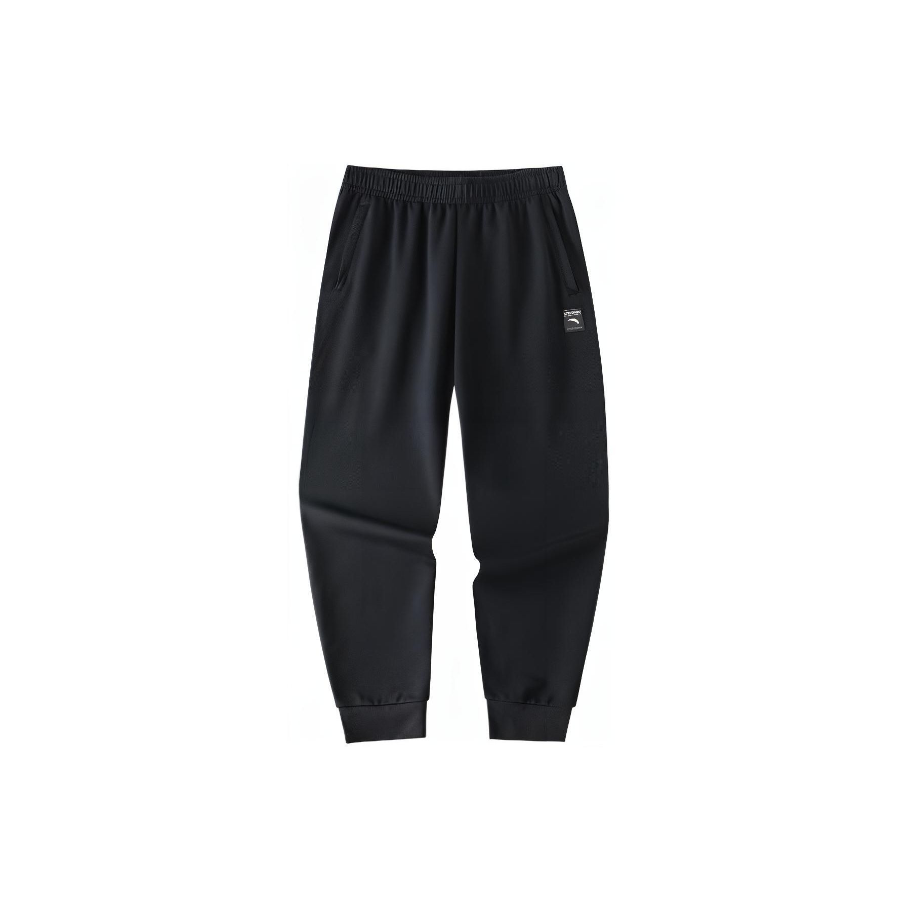 

Anta Тренировочные брюки однотонные средней посадки удобные универсальные дышащие зауженные трикотажные спортивные брюки мужские брюки черные 152427315-2 XS