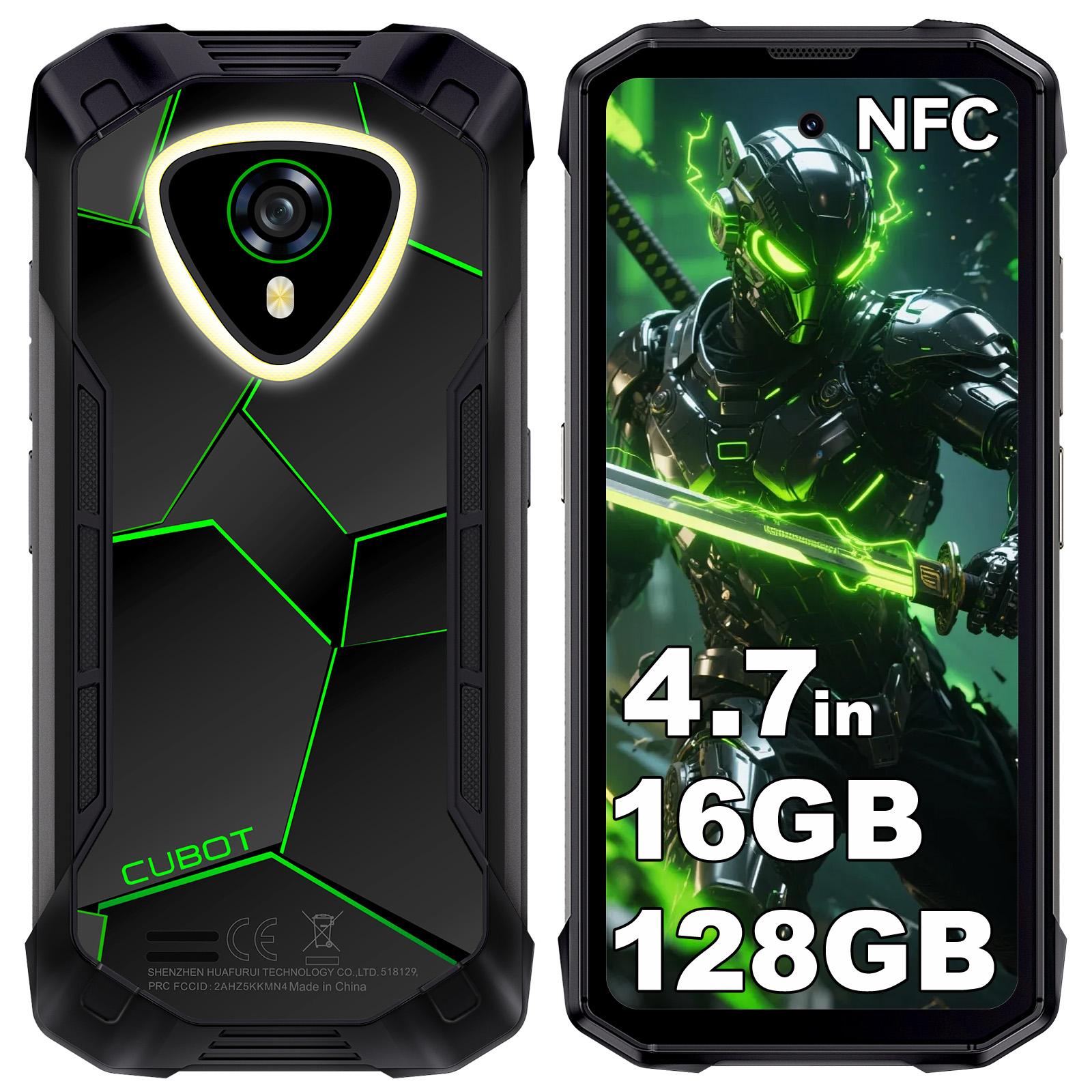 CUBOT Kingkong Mini 4 Android 15 Robustes Smartphone 16GB+128GB, 4,7'' Display, Campinglampe, 48MP+16MP, 4700mAh, 4G Dual-SIM/Gesichtserkennung/NFC/IP68/GPS grün