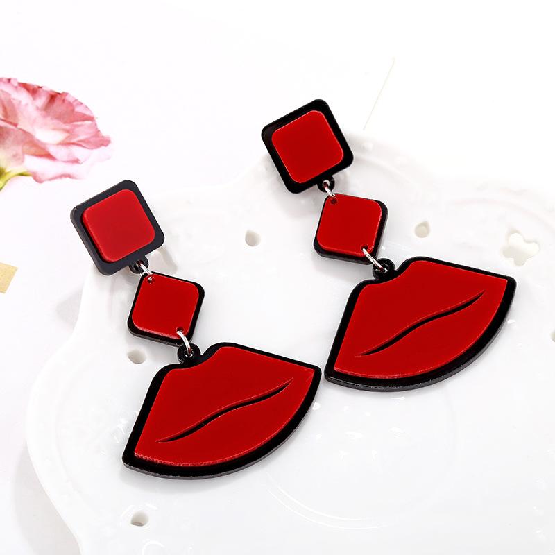 Europejskie i Amerykańskie Płomień Duże Czerwone Usta Rock Punk Jazz Super Przesadzone Moda Akrylowe Kolczyki