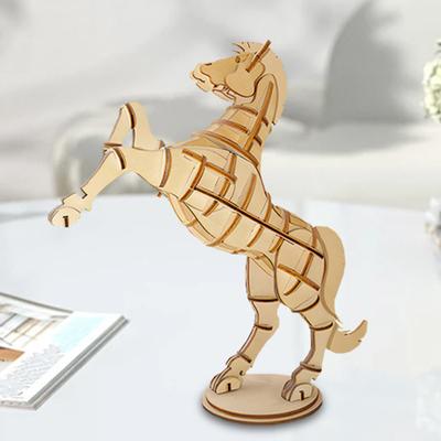 Modelo de Caballo de Madera 3D Rompecabezas de Caballo Hecho a Mano DIY Juguete de Ensamblaje Animal Educativo STEM Juguete Decoración Regalos de Cumpleaños para Adultos Adolescentes
