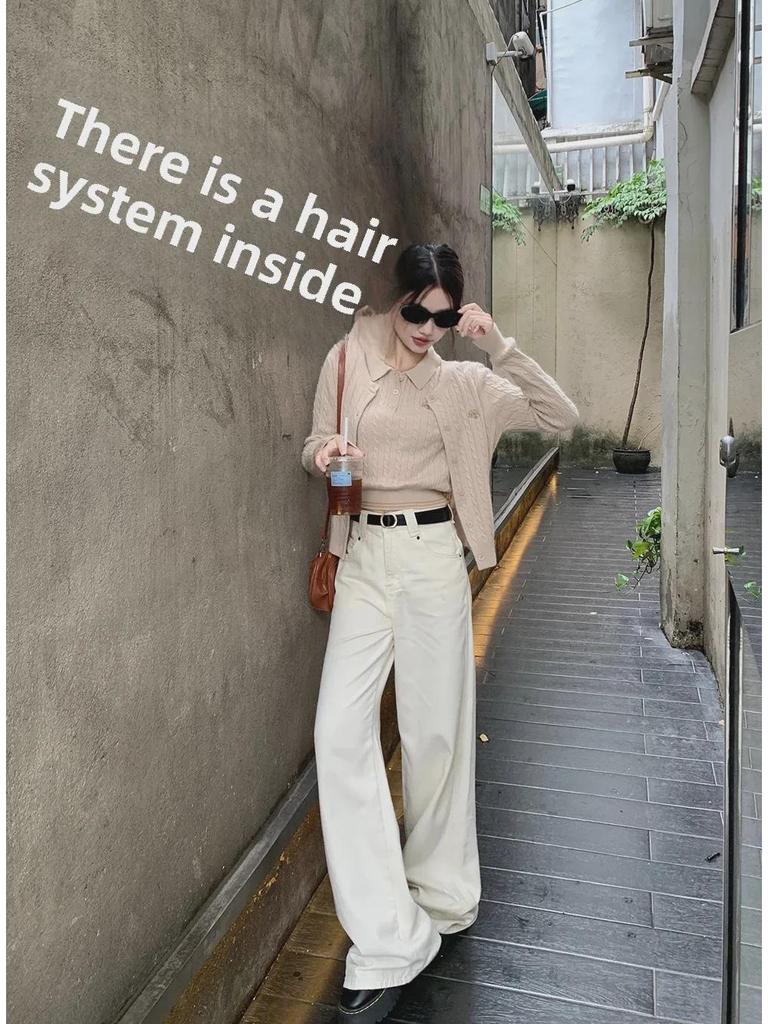 Women's Red Embroidered Retro Knitted Cardigan & Bottoming Shirt Set