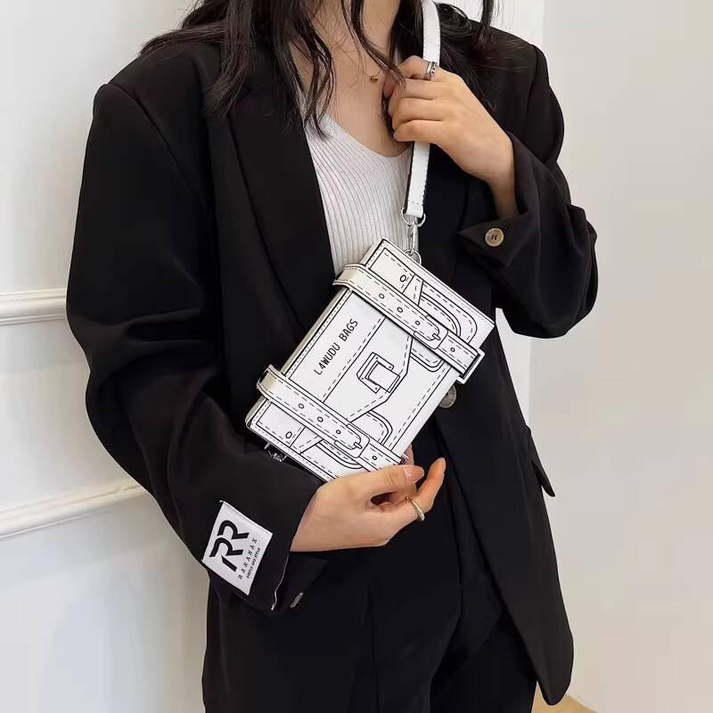 New Box Style Small Square Crossbody Bag Women Casual Purses Mini Fashion Clutch Bag 2D Cartoon Shoulder Bags Unique Trend Packs