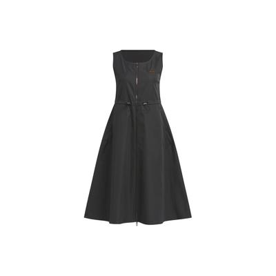 Tech Premium Water-Resistant Solid Color Casual Sleeveless Dress Women Dresses Black Coffee-Brown JJ1076