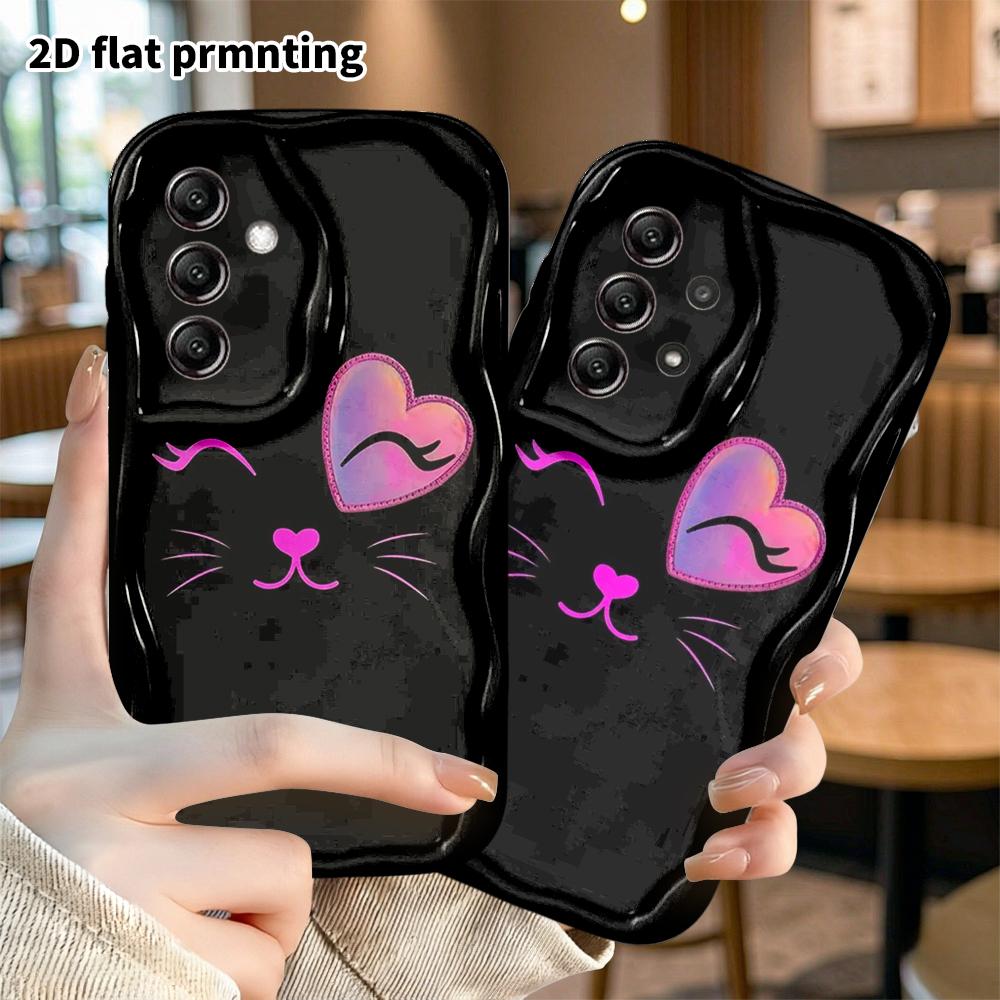 Phone Case: 2D Flat, Suitable for Samsung Galaxy A34 A35 M05 M06 S20 S22 S21 FE Plus 5G Protective Case, Heart Cat, Perfect Christmas and Halloween Ho