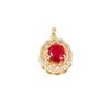 Luxury Electroplated Carved Pendant with Red Diamonds - Women's Collarbone Chain Accessory