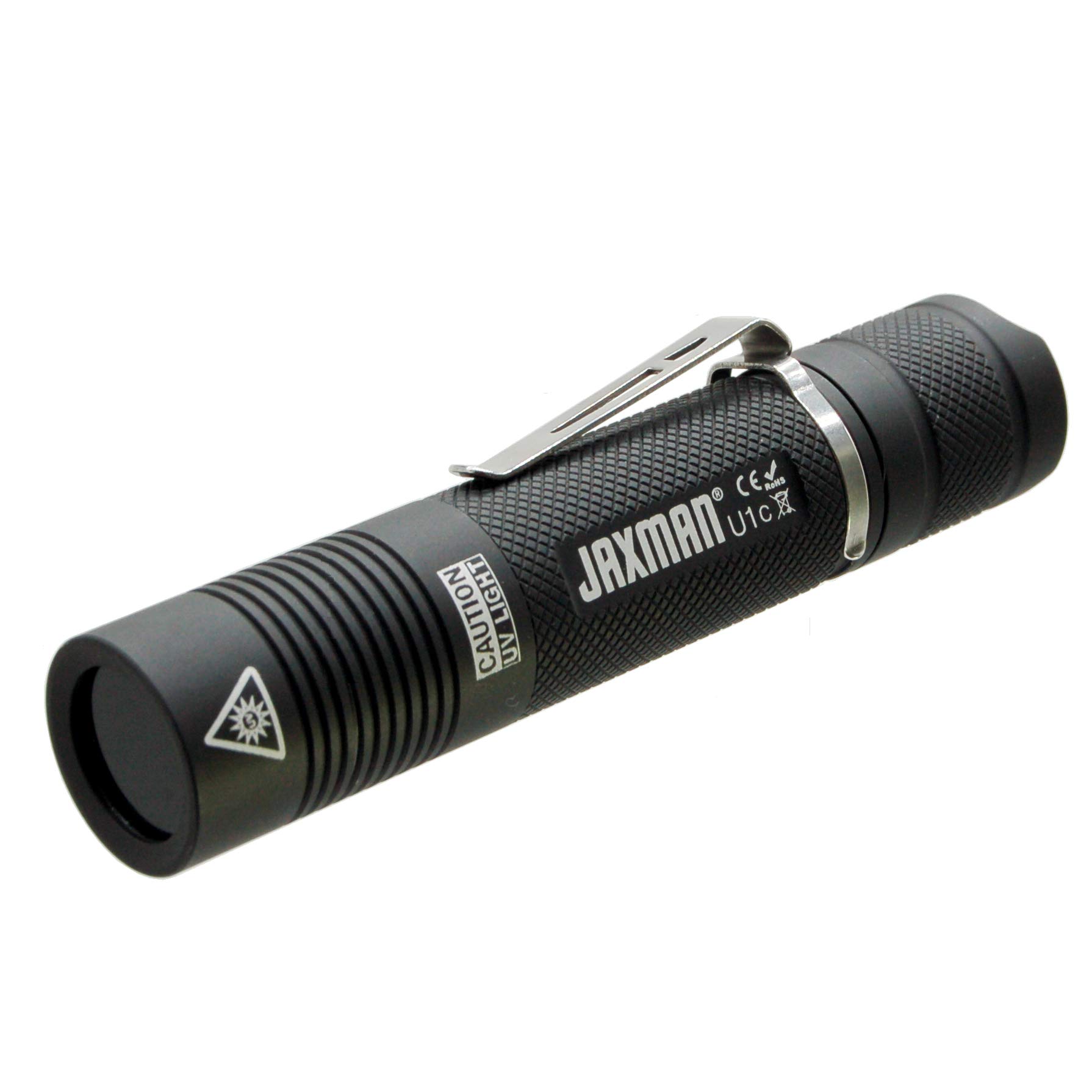 

JAXMAN U1C UV Ultraviolet Light, Nichia Chemical 6W 365nm UV LED Flashlight, 18650 Battery, WideFlat Beam, for Resin, Black Light (Not Included)