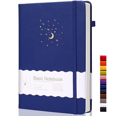 CAGIE Notebook A5 Hardcover Stylish 8mm Horizontal Ruled Pen Holder Classic Very Cute 14.5cm X 21cm Student Adult Girl Travel Diary Work Gift Navy