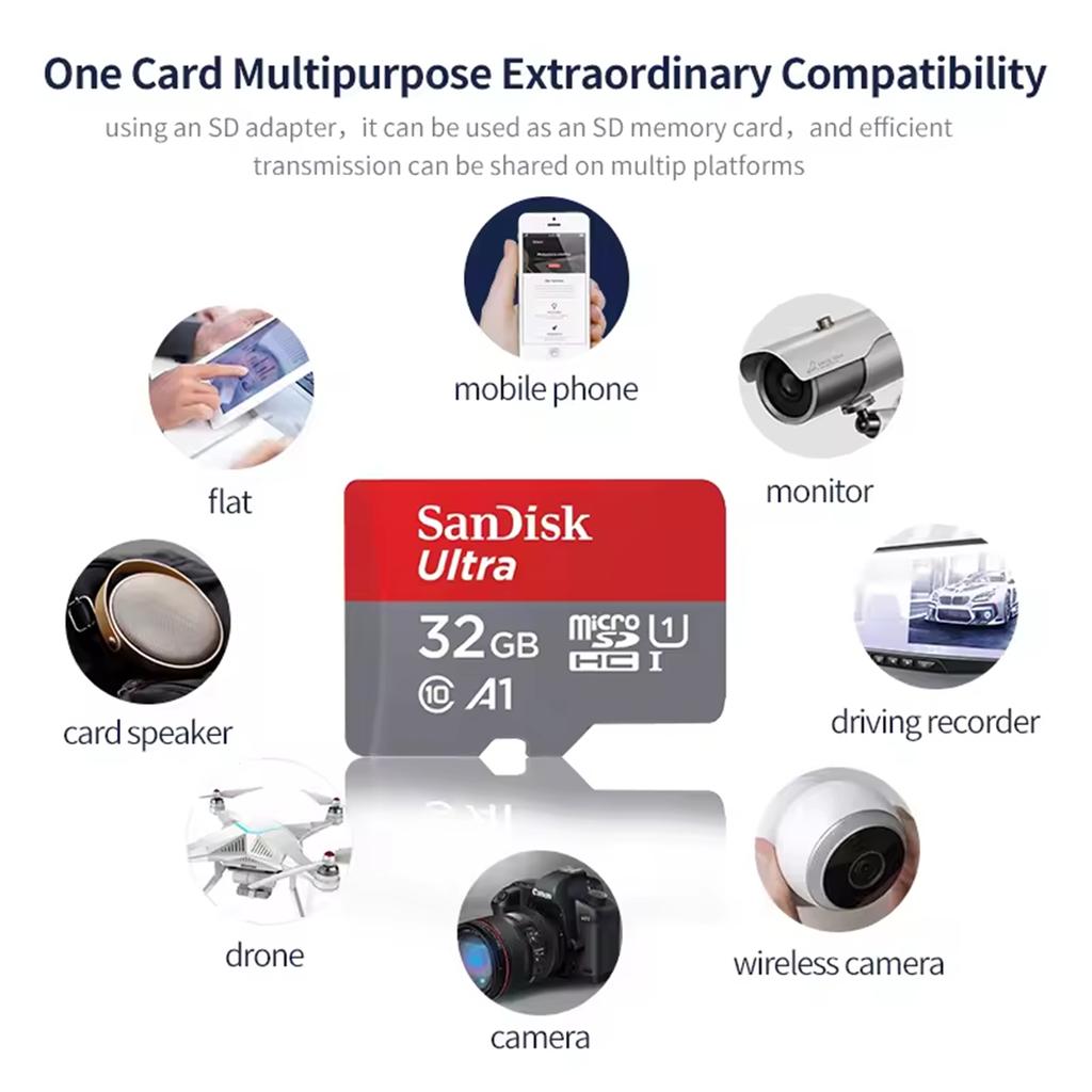 SanDisk Ultra microsd 128GB 32GB 64GB 256GB 512GB A1 Karta Micro SD Karta SD TF Karta Pamięci Klasy 10 do Telefonu