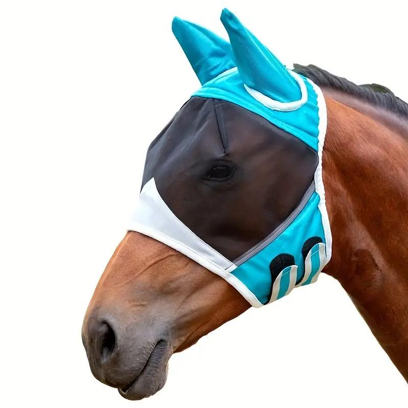 Breathable Mesh Horse Fly Mask with Ears - Mosquito-Proof and Comfortable.