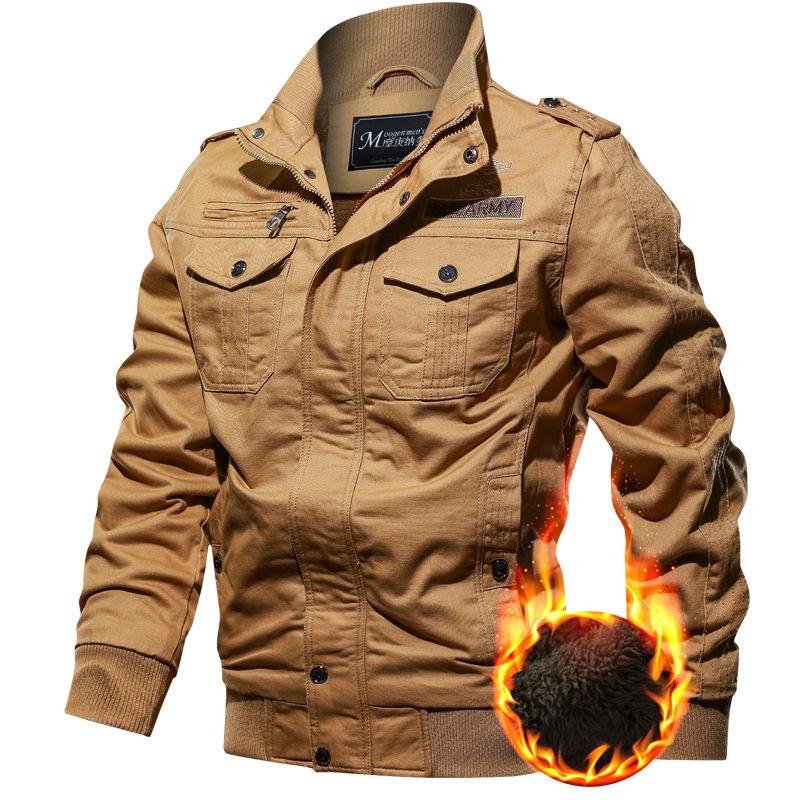 Winter Plus Velvet Plus Plus Plus Size Workwear Jacket with Multiple Pockets for Casual Men's Jacket