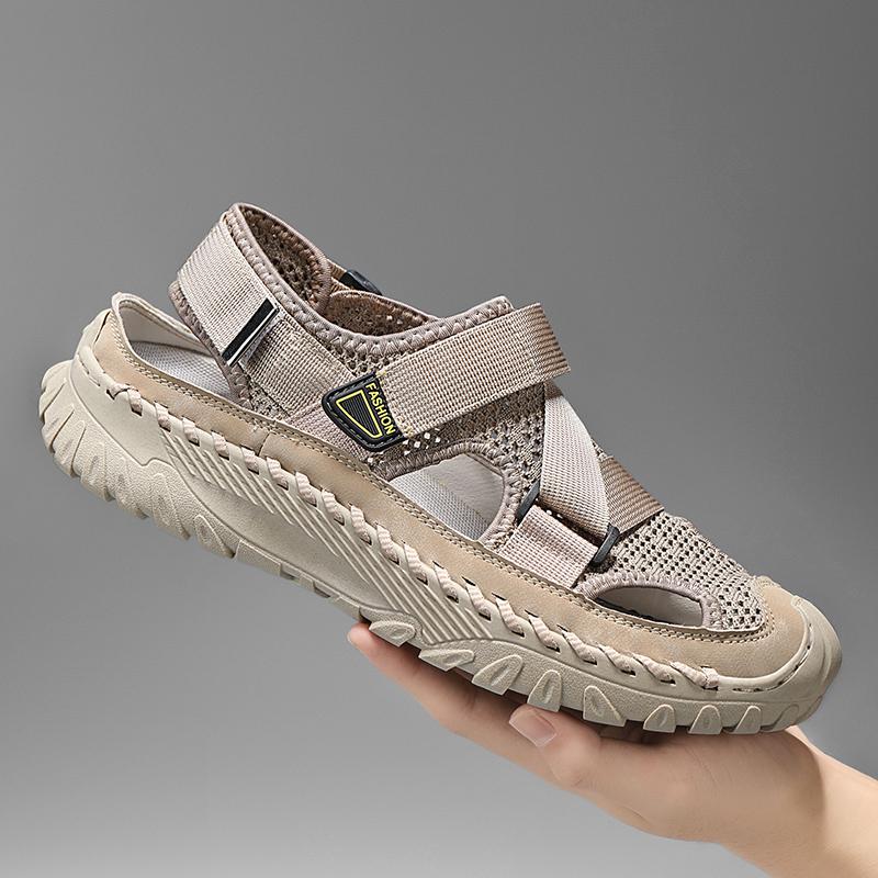 Модные повседневные мужские сандалии ручной работы с вырезами — фото 6