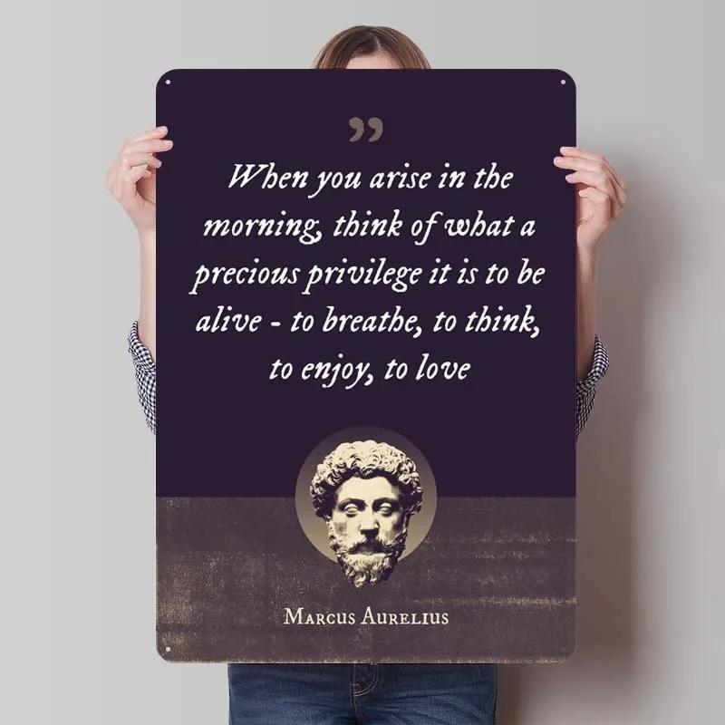 Mark Aurel Stoiker Zitat Schild Inspirierende Poster Dekoration für Heimdeko Artikel Metall Blechschilder für Wandkunst Dekoration