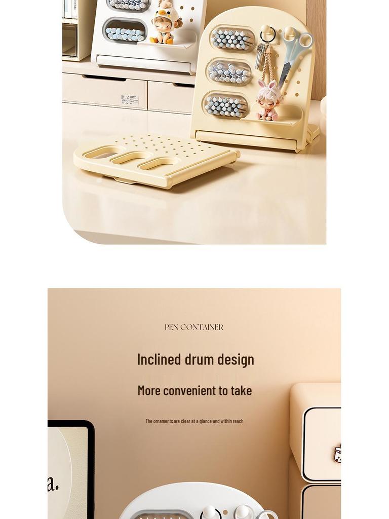 Slanted Pegboard Pen Holder & Large Capacity Desk Organizer for Students and Children