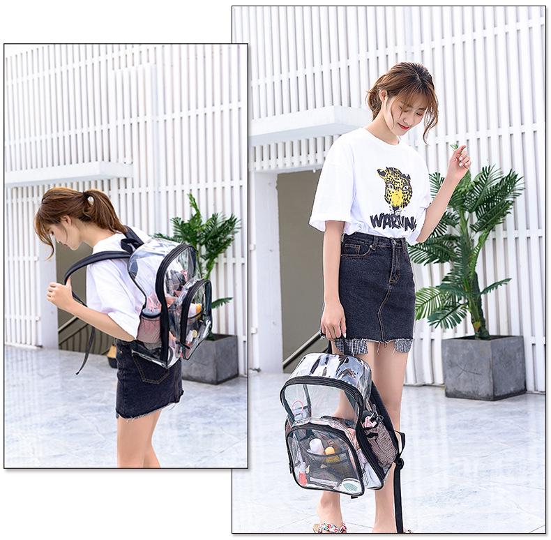 Clear Waterproof Backpack with Custom Logo - Trendy Travel Jelly Bag