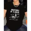 Women'S Black Short Sleeve Tee Showcasing Horse Anatomy Graphic, Crafted From Lightweight Material, Ideal for Relaxed Wear Indoors or Outside,