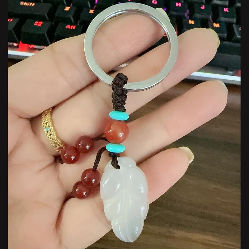 Chalcedony Pixiu Wealth Keychain & Agate Peace Buckle Pendant