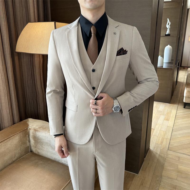 Slim-Fit Men's Western Style Formal Wedding Suit