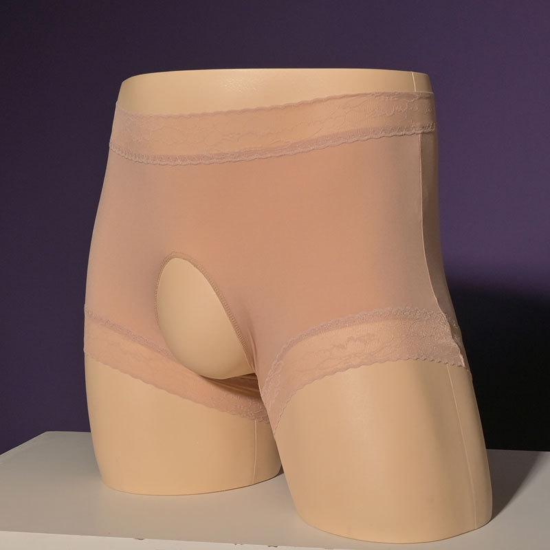 

Трусики из ледяного шелка с кружевом - Тутовый шелк, Бесшовные, Дышащие, Высокоэластичные женские трусы средней посадки, Большие размеры в наличии. Open Crotch