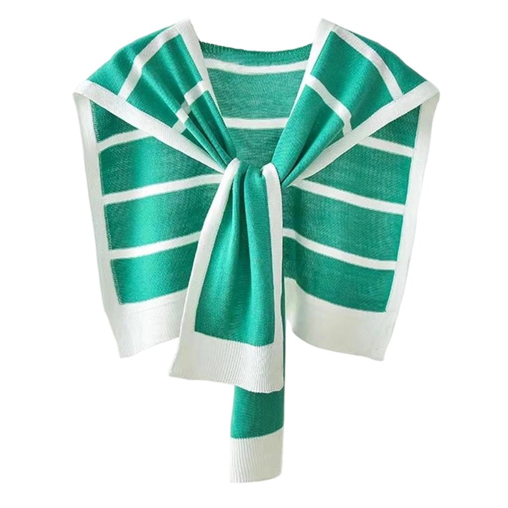 Knit Shawl Striped Fashion Trendy Chic Ladies Shoulder Wrap Stylish Black White Pattern Versatile Outerwear Elegant Accessory
