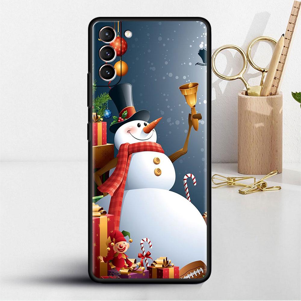 Cartoon Snowman Christmas Soft Case For Samsung Galaxy S22 S20 FE S21 S10 S9 Plus S8 Note 20 Ultra 10 Lite Phone Cover Shell