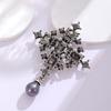 Vintage Baroque Rhinestone Cross Brooch For Women Men Crystal Pearl Water Drop Brooch Office Party Jewelry Gift