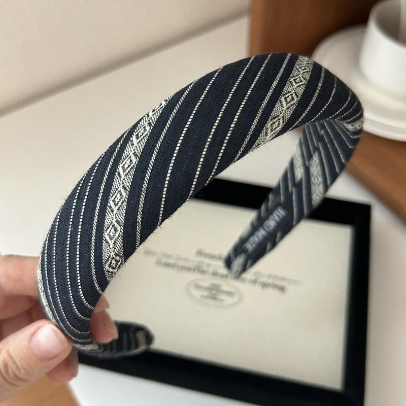 

Женские ретро повязки на голову с высоким черепом из полосатой ткани с поролоновой подкладкой для повседневной прически