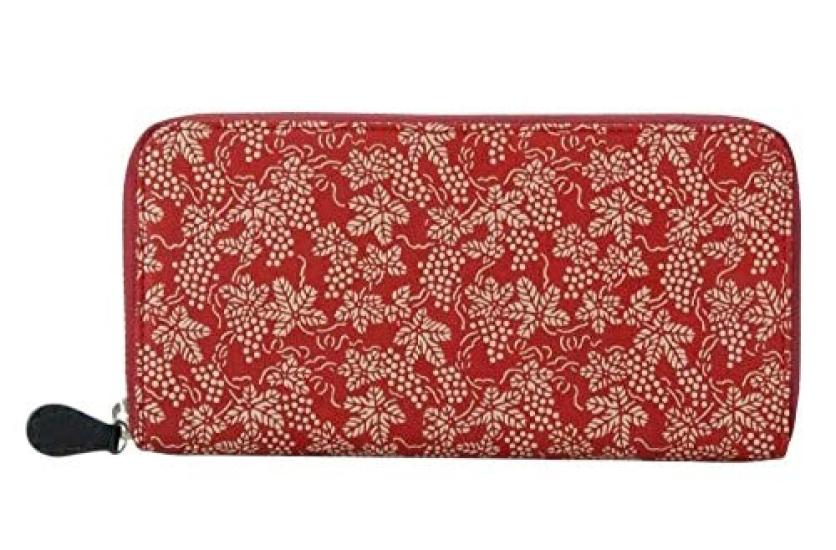 

Инден, Инден-я, от Юити Уэхары (ИНДЕН-Я), Настоящая кожаная длинная женская сумка-кошелек, номер модели 2317, красная с белым лаком, узор стрекоза,