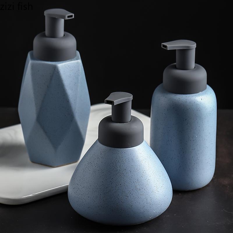 Ceramic Foam Soap Dispenser Bottle Kitchen Hand Sanitizer Bottle Shampoo Body Wash Lotion Bottle Customizable Logo for Hotels